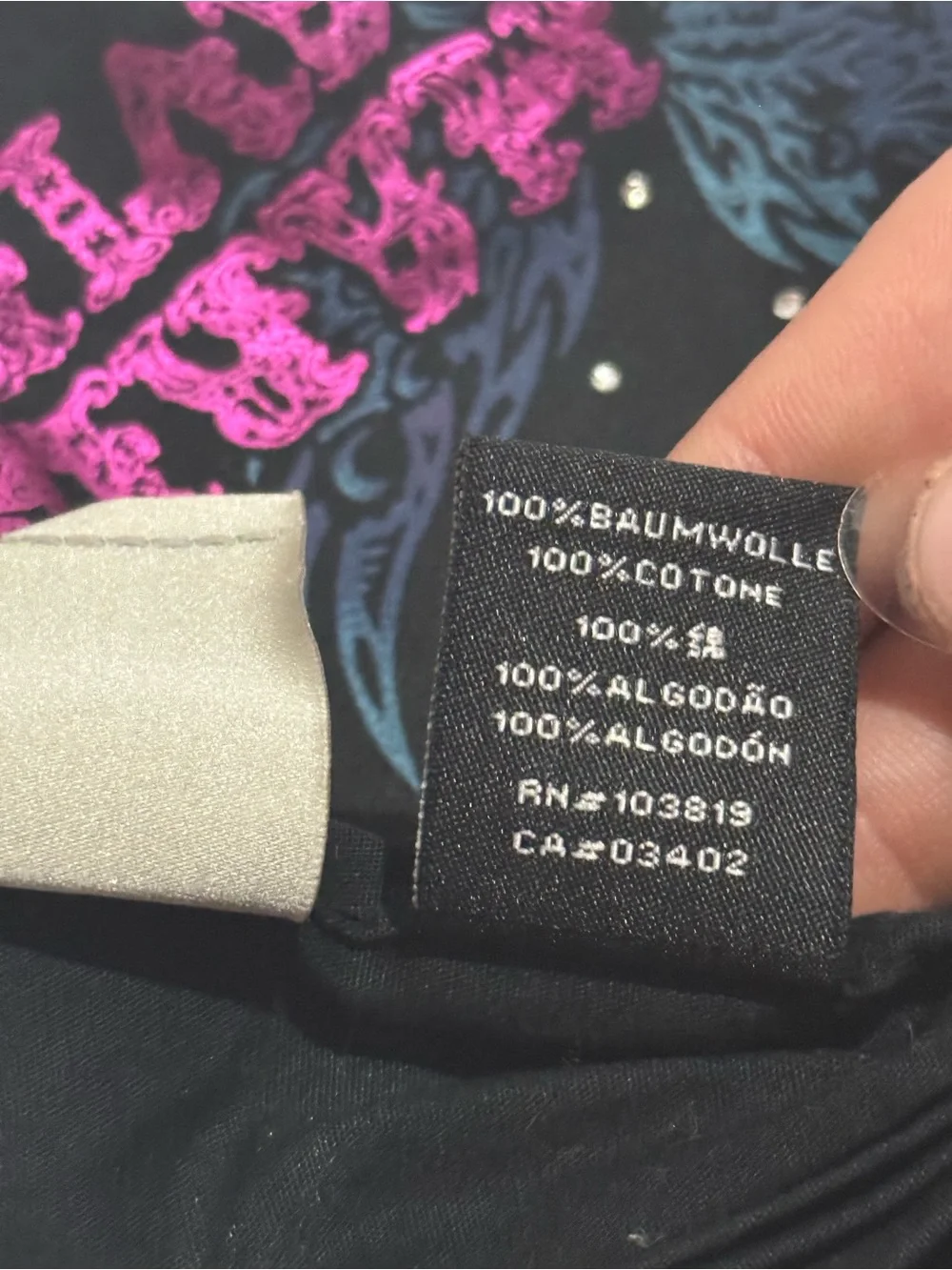 Harley-Davidson Black Headband with Purple Logo and Blue Wings and rinstones